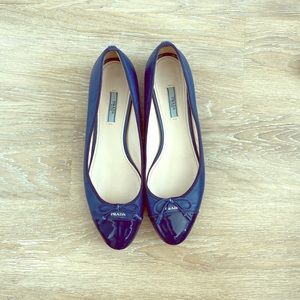 Prada Leather Cap Toe Ballerina Flat